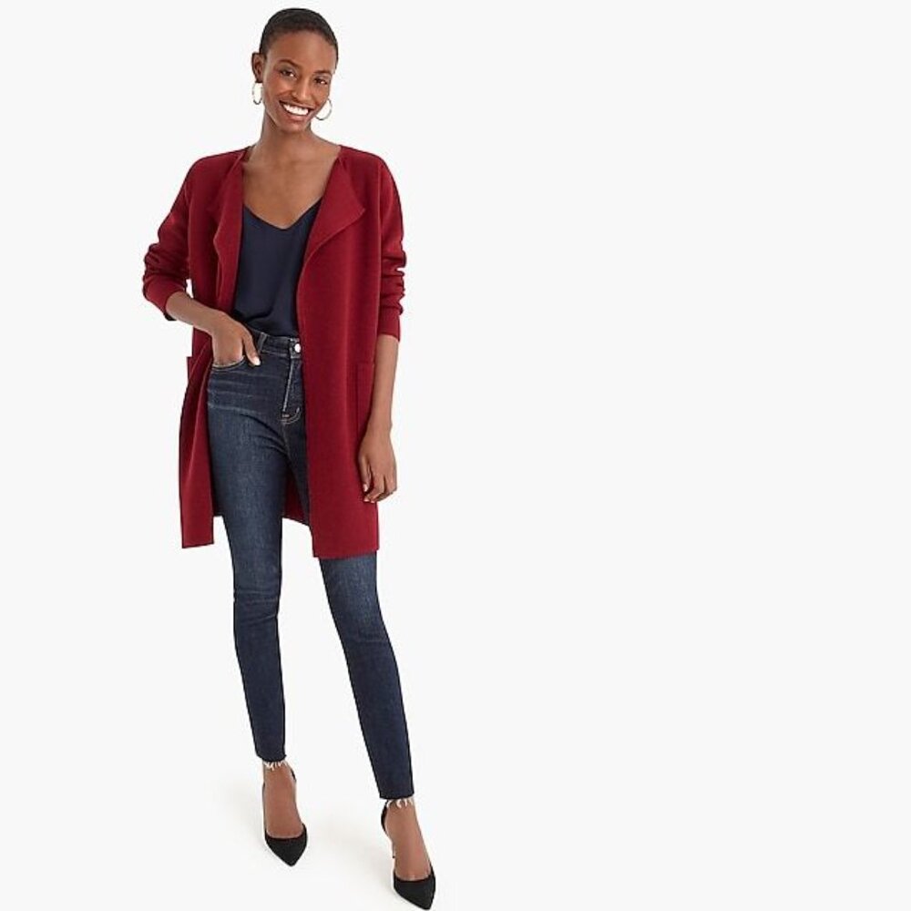J. Crew Juliette Collarless Merino Wool Blend Sweater-Blazer XL